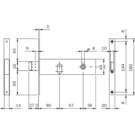 Serratura da Infilare Art 704 4 Mand. 174 x 44 x 3 e 80 FR.20 Iseo