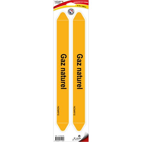 Planche de 2 marqueurs de tuyauterie 450 x 52 mm pour Ø 70 à 100 mm - Gaz naturel - 4711560 (1/2)