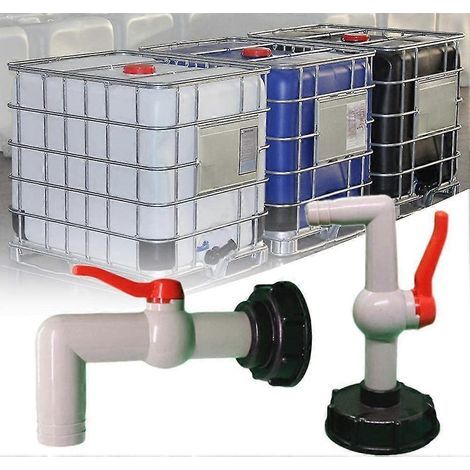 Adaptateur de cuve IBC à 90 degrés, robinet S60x6. Raccord de robinet d'étanchéité pour fût de 1 tonne. (1/5)