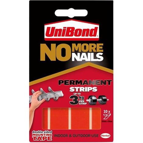 UniBond 2675503 No More Nails Permanent Pads 19mm x 40mm (Pack of 10) UNI781740