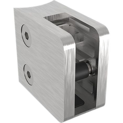 ECONOMY Glasklemmbeschlag Mod.23 Rundrohr 42,4mm,eckig,Edelstahl geschliffenV2A (1/4)