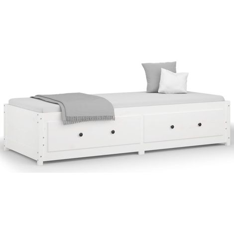 Lit de jour, Lit adulte pour 1 personnes, Assemblage Facile, Blanc 80x200 cm Bois de pin massif OIB9877E (1/5)