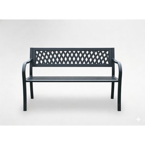 Banco de exterior FERONA 125 cm acero negro diseño jardín terraza (1/4)