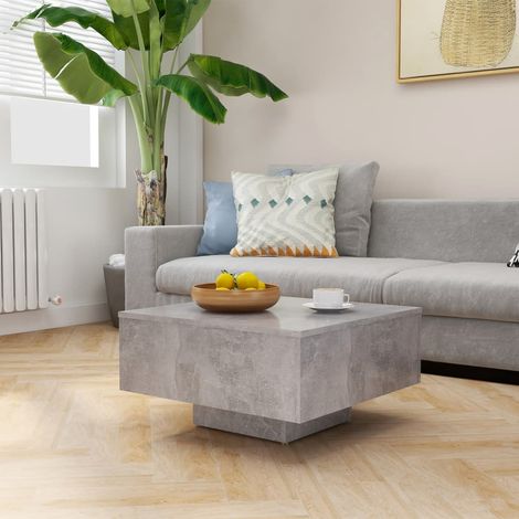 Table Basse de Salon Élégante,Table Canapé Gris béton 60x60x31,5 cm Aggloméré -FR10134 (1/5)