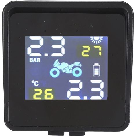 Système de surveillance de la pression des pneus de moto (TPMS) solaire avec écran LCD et alarme de pneu pour motos et scooters (1/5)