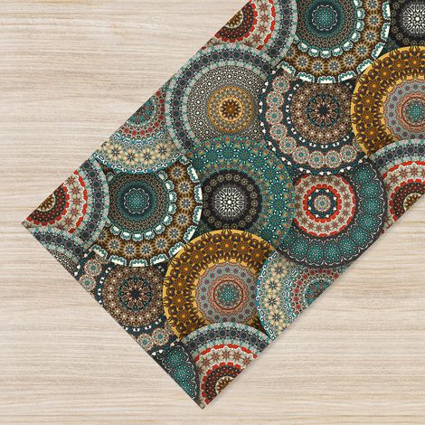 Tappeto passatoia fantasia made in Italy antiscivolo lavabile aderente Mandala Autunno - 50x200 cm (1/5)