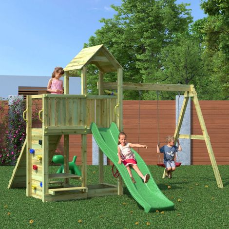 Parco giochi con Altalena e Casetta Fungoo FLOPPI giochi da giardino in legno (1/5)