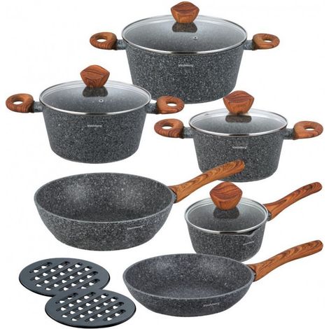Set mit 12 Granittöpfen Klausberg KB-7242 Granitholz