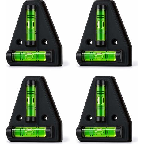 Wiltec Wasserwaage magnetisch 4 Stück Kreuzwasserwaage aus ABS mit Magnetrückseite mit je 2 Libellen, Magnetwasserwaage für Wohnmobil, Haushalt und Bau (1/5)