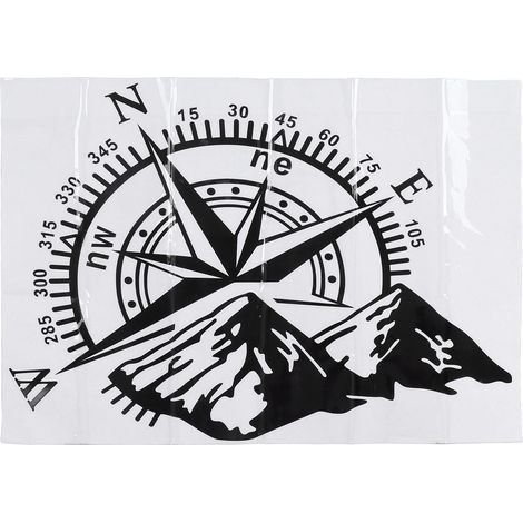 Autocollant motif boussole de voiture 48x34cm, décalcomanie de montagne, décoration universelle pour vitre arrière, capot, carrosserie de porte (1/5)