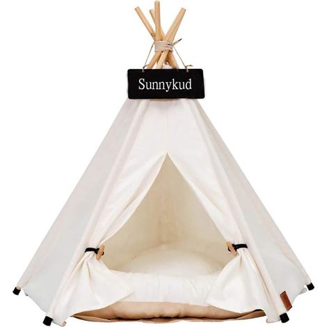 Tente tipi pour chien Sunnykud avec coussin amovible et lavable Sweet House Dog Play Tent (1/4)