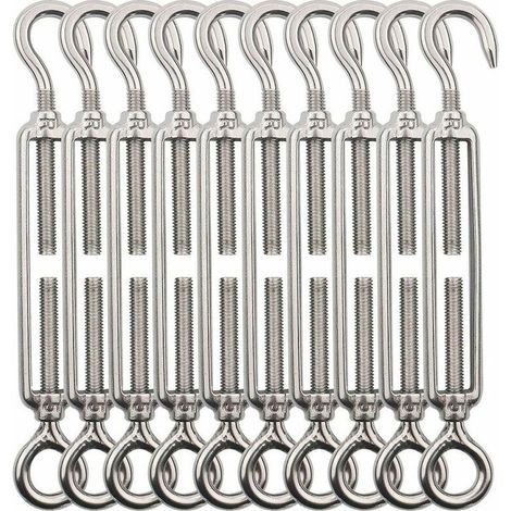 royaluxe -Tend à crochet et à œil M5, 10 pcs en acier inoxydable Tend de fil de tend, Tends réglables robustes pour fil de clôture de jardin suspendu Éclairage extéri DIY Garde-corps (1/5)