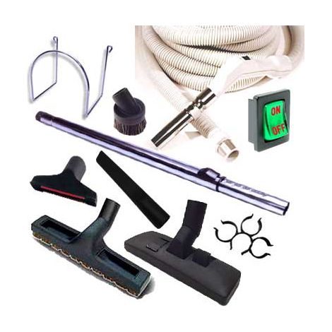 Trousse 8 accessoires + 1 flexible on/off gris - longueur au choix (de 7,60 à 15,25m) - 9,10m