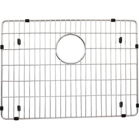 EBG1914 Grille d'évier de cuisine et protecteurs d'évier pour évier de cuisine, grilles d'évier en acier inoxydable pour fond d'évier de cuisine, 48,3 x 35,6 cm avec drain arrière pour évier simple, (1/4)