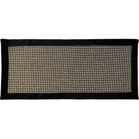 Tapis de cuisine devant évier lavable et antidérapant, en coton et lin tissé. Convient pour cuisine, couloir, salon et bureau (Noir, 50x120cm) (1/5)