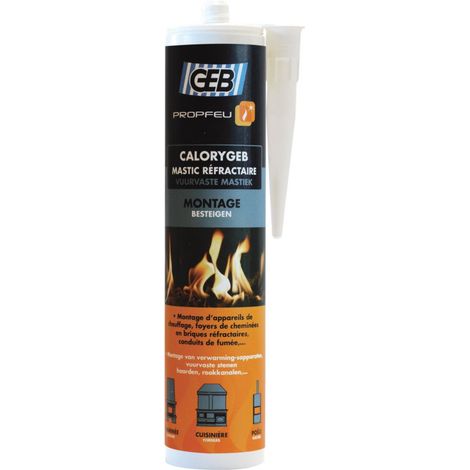 GEB – Mastic réfractaire 310ml – Étanchéité et fixation pour briques et métaux – Excellente adhérence – Prêt à l'emploi