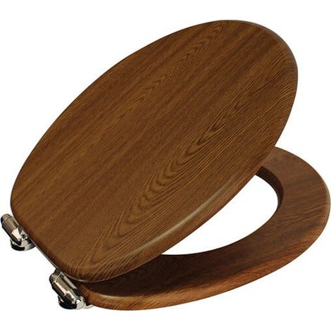 Showerdrape Norfolk Soft-Close Walnut/Chrome Toilet Seat (1/5)
