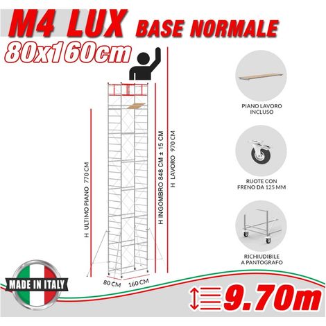 Trabattello M4 LUX base normale Altezza lavoro 9,70 metri