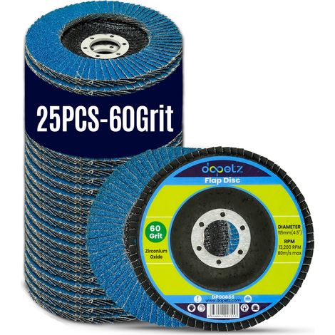 Dapetz ® 25 Pieces of 60 grit Sanding Discs, The Grinding Wheel Discs are of 115mm which is Ideal for use on Wood, Metal and Plastic and Angle Grinding (1/5)