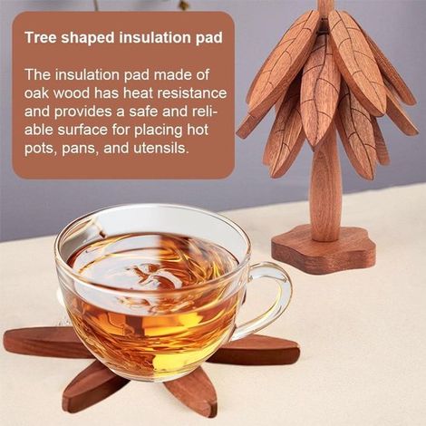 Set di 3 sottobicchieri creativi e pieghevoli in legno, ideali come presine o per la cucina, perfetti come regalo e accessori per la casa (legno di melo). (1/5)