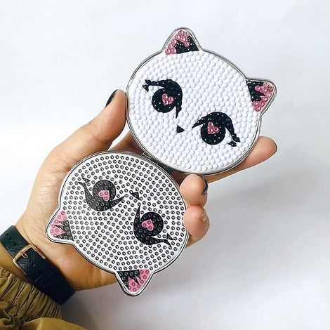 Miroir de maquillage de poche compact avec couvercle peint à diamant pour enfants, femmes et filles (1/4)