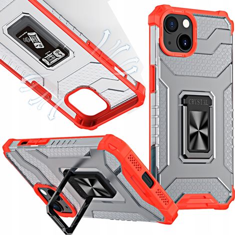 Crystal Ring Case – gepanzerte Hybrid-Schutzhülle mit Magnethalterung für iPhone 12 mini, rot (1/5)