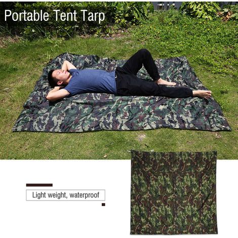 Tapis de sol imperméable, portable et léger, style tente de pluie, camouflage extérieur (3 x 2,9 m) (1/5)