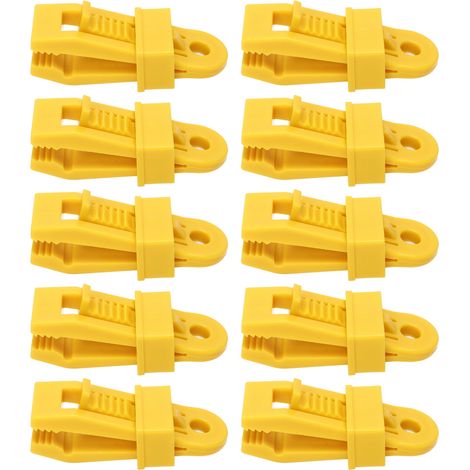 Lot de 10 pinces à bâche robustes pour tentes et auvents de camping, jaunes. (1/5)