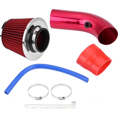 Kaltluftansaugsystem, universelles 76-mm-3-Zoll-Auto-Kaltluftansaugfilter-Aluminium-Ansaugrohr-Kit (Rot)