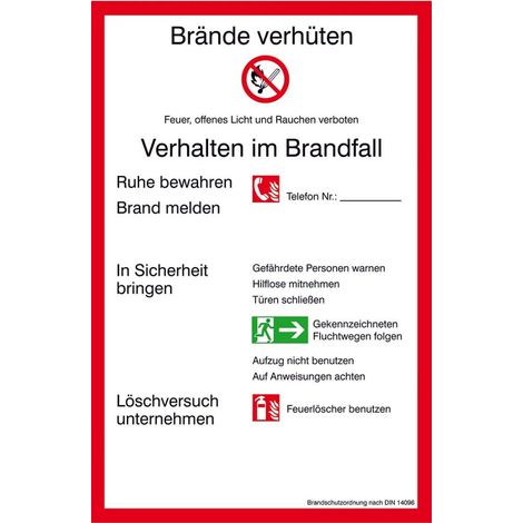 SafetyMarking Verbotsschild Aluminium B200xH300 mm Brandschutzverordnung BRD (1/2)