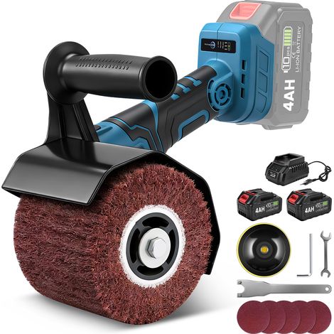 Machine de Satinage 3-en-1 Sans Fil, Polisseuse Meuleuse 1200W, 3 Vitesses 5500/7500/9000tr/min, 2 Batteries 4,0Ah Autonomie 60min, Disque 100×120mm,Broche M14,Compatible Makita, pour Acier Inoxydable (1/5)
