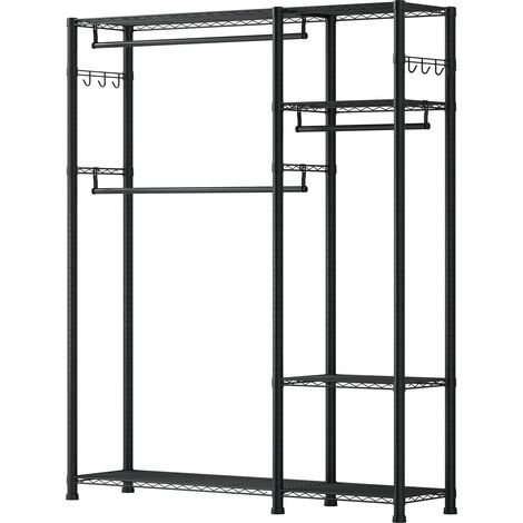Support de Vêtements Robuste, 6 Niveaux Réglables, Cadre en Acier, Capacité 363 kg, 3 Barres de Suspension pour Chambre, Boutique, Entrée (1/5)