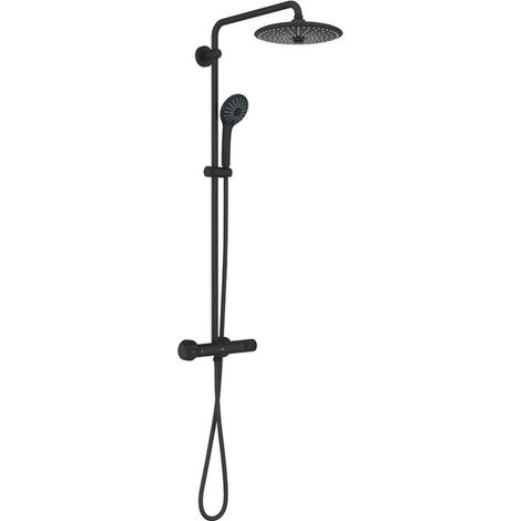 Grohe Vitalio Joy Système de douche - mitigeur douche thermostatique CoolTouch - Aquadimmer -Tête de douche 26 cm - Douchette 11 cm - noir mat. (1/5)