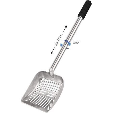 Pelle à litière pour Chat,Pelle à litière antiadhésive pour Chat,Acier Inoxydable,Réglable,Pelle Creuse avec Long Manche Durable pour Tamisage et Nettoyage de la Litière (1/5)