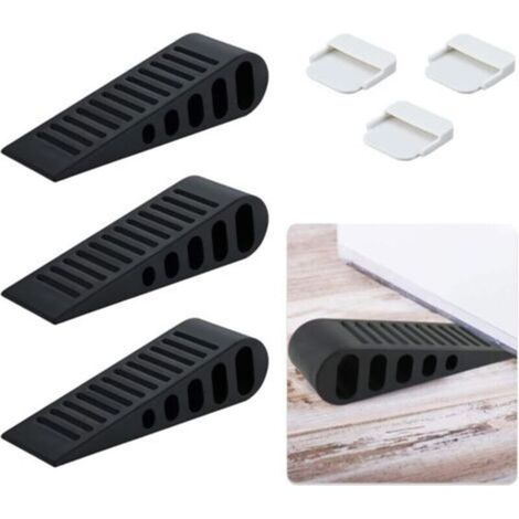 Lot de 3 butées de porte en caoutchouc, cales de porte, butées de fenêtre, butées de porte, butées de porte, antidétes, sans perçage, butées murales, adaptées à tous les sols