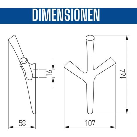 Gancio appendiabiti - Superficie: Nero opaco - Dimensioni esterne: 164 x 107 x 58 mm - Gancio appendiabiti per porta, bagno, cucina, corridoio, ufficio, appendiabiti, gancio da parete (1/4)