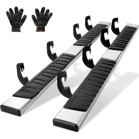 VEVOR Marchepieds 2PCs de 16,5 cm Compatible avec Chevy Silverado 2007-2018/GMC Sierra 1500 Crew Cab/2019 2500HD 3500HD 1500 LD, Barres Laterales en Acier Inoxydable 201, Capacite de Charge 227 kg