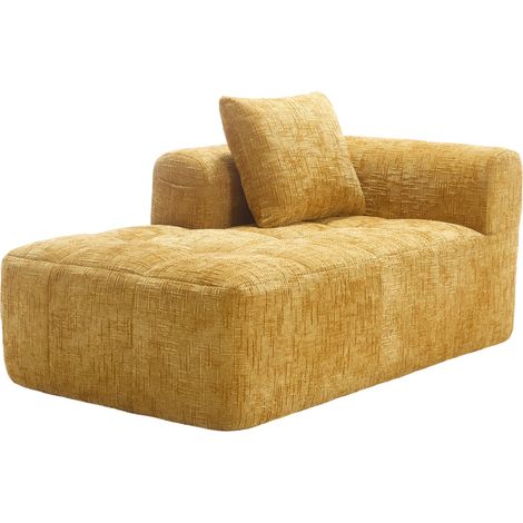 Canapé Chaise Lounge Sofacomfortable Chenille Jaune 37.00x37.00x112.00 ZIPSOFA (1/5)