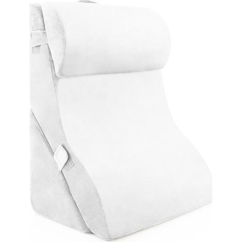 GOPLUS 2 en 1 Coussin de Lecture, Oreillers Cale Coussin Multifonction et Réglable en Mousse avec Housse Amovible, Blanc