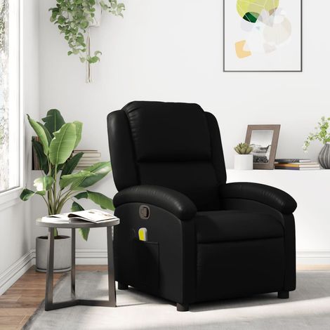 Massage-Relaxsessel, Kunstleder, Schwarz