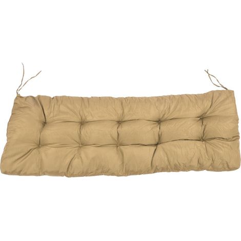 Coussin de Banc 2 Places Imperméable et Anti-UV en Polyester et Coton PP avec Sangles Antidérapantes Design Capitonné Kaki 130x50cm (1/5)