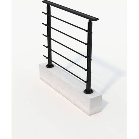 Garde Corps Aluminium - Kit Départ Ellipsis Longueur Noir Brillant 120 Cm (1/4)