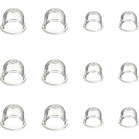Pompe à ampoule d'amorçage blanche, tasse d'huile de carburateur transparente de 19 mm et 22 mm pour tondeuse, machine à haie, scie à essence, ampoule d'amorçage de carburant de ventilateur 12 pièces (1/4)