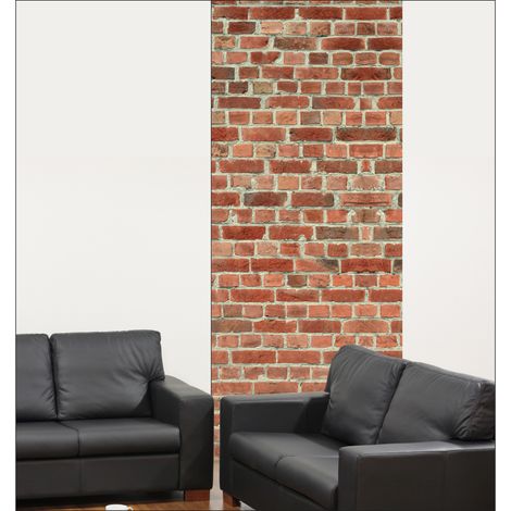 Papier peint intissé 3D rouge brique, 94 cm X 250 cm - Décor unique et réaliste, effet trompe l'oeil magnifique pour une décoration intérieure unique. (1/2)