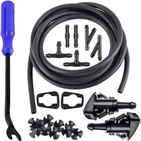 Kit de tuyaux de lave-glace 22 pièces, tuyau de liquide lave-glace 4 m, 6 connecteurs de tuyau, 2 buses de ventilateur, connexion pompe à eau et buse de voiture (1/4)