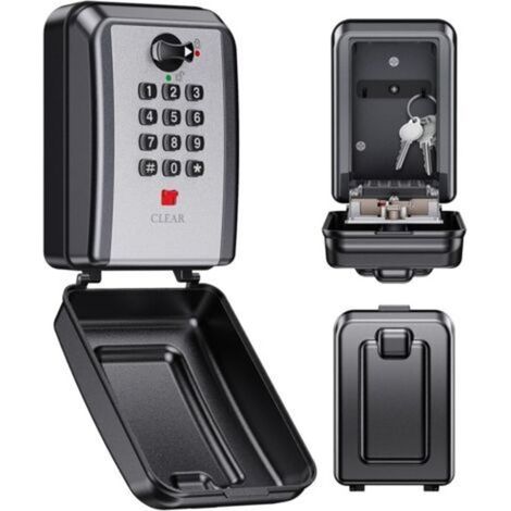 Boite a Clés Murale, Boite a Clefs Securisee Exterieur à 12 Chiffres avec Code Réinitialisable, Grande Capacité Boite à Clé Résistante aux Intempéries, Coffre Fort a Clef pour Maison Garage (1/5)