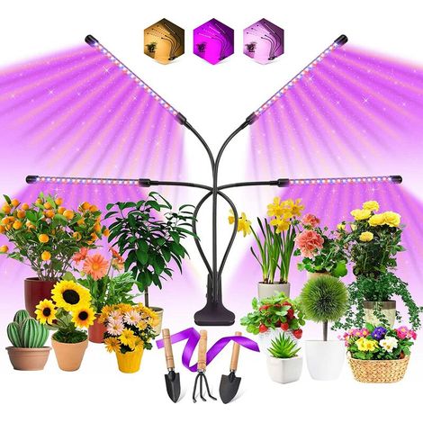 Lampada per piante Tigrezy, EWEIMA 80 LED Grow Light Lampada per piante a LED con 4 teste Lampada per piante, 3 modalità di luminosità, 10 livelli dimmerabili e 3 modalità timer (3/9/12 ore) ths (1/5)