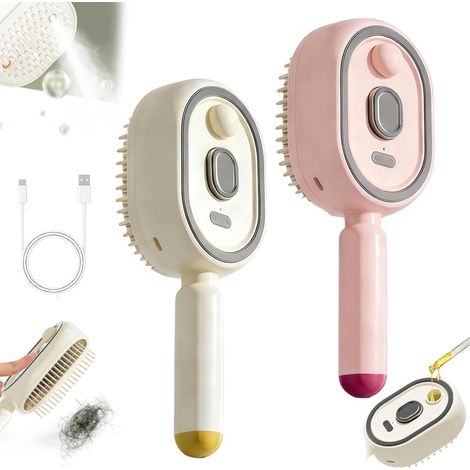 Elektrische Dampfbürste, 2-teilig, mit Luftkissenkamm, multifunktional, für trockenes und verknotetes Haar, inklusive Ladekabel, Geschenk für Frauen und Mädchen (1/3)