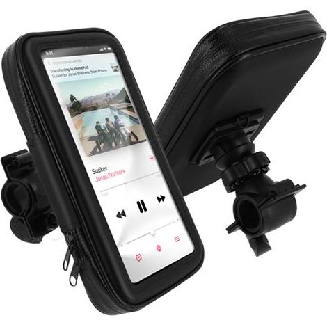 Support de smartphone Avizar pour vélo et moto, fixation guidon, housse étanche zippée - Noir (1/4)