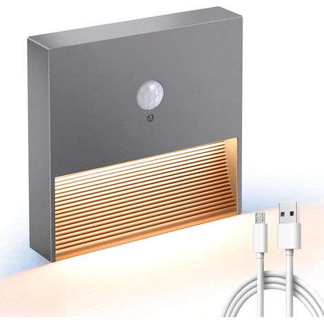Lampe rechargeable avec détecteur de mouvement, batterie rechargeable, intérieur, blanc chaud, veilleuse, autocollante, réglable (1/5)